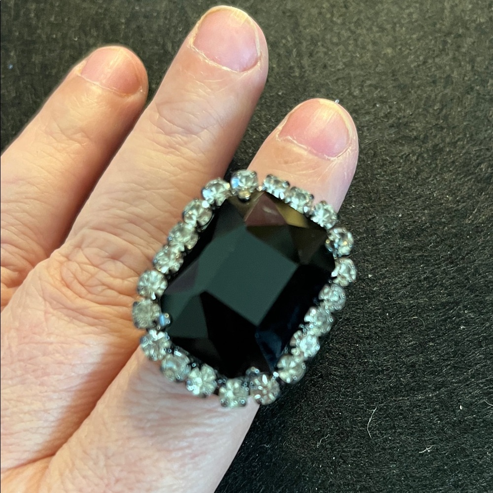 Aldo Elegant Black and Silver Statement Ring